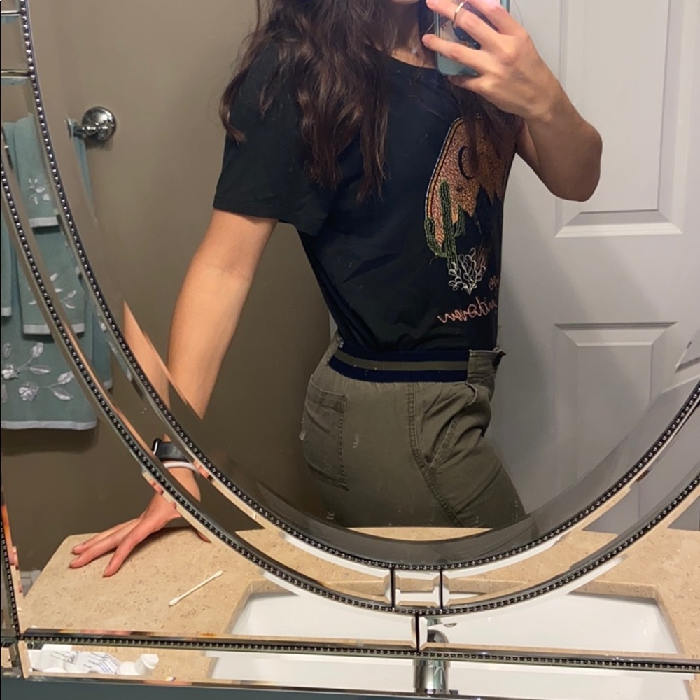 Stretchy olive green low rise pants